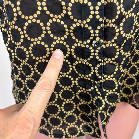 Banana Republic Silk Button Blouse Small black gold preppy old money Y2K - Picture 5 of 12